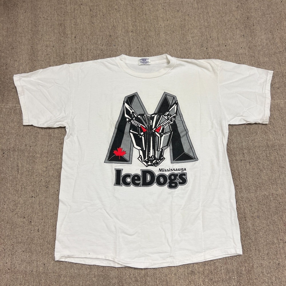 Vintage Mississauga Ice dogs Shirt Mens XL White 1990s
